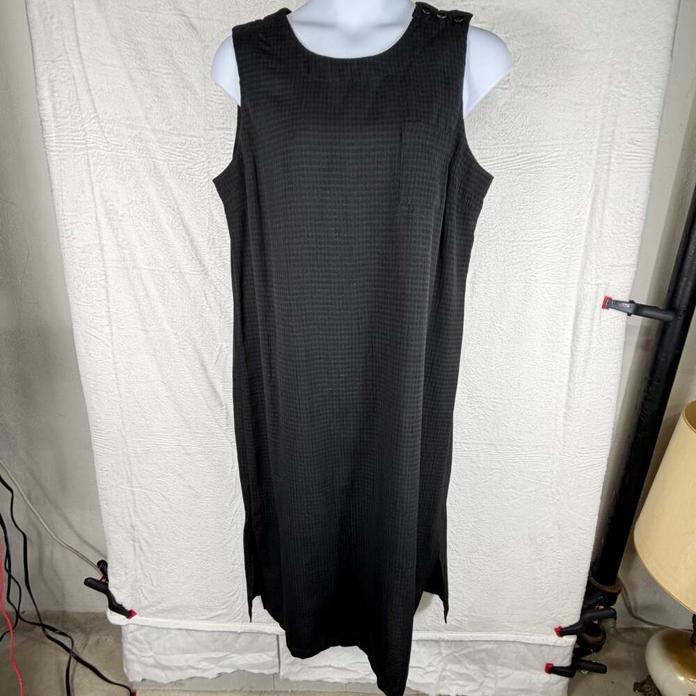 VTG Norm Thompson Maxi Dress Sz L Black Tank Sleeveless Travel Classic Office